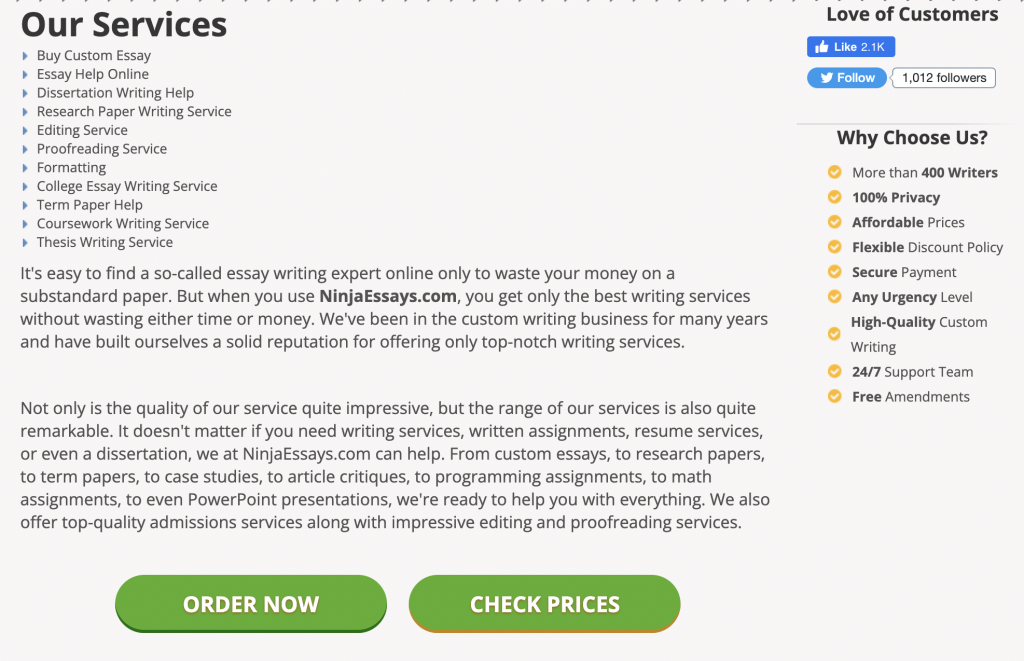 NinjaEssays Services